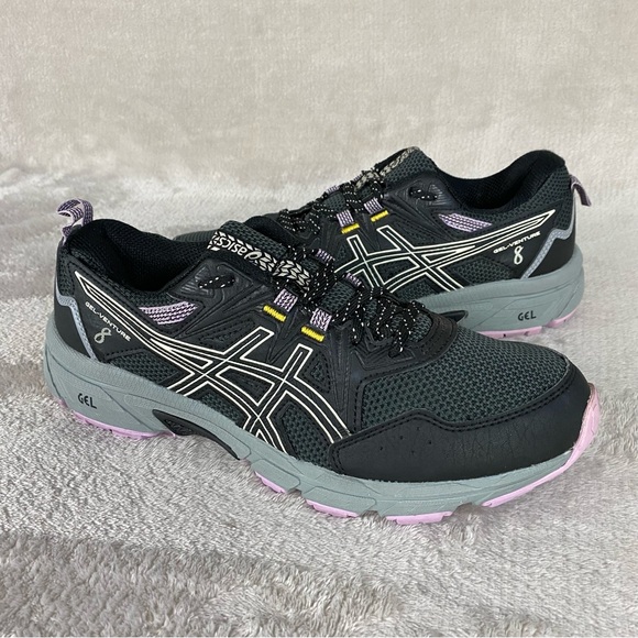 Asics Gel Venture 8 Womens Running Shoes Size 9 Wide Black Purple Sneakers NEW - Picture 3 of 10
